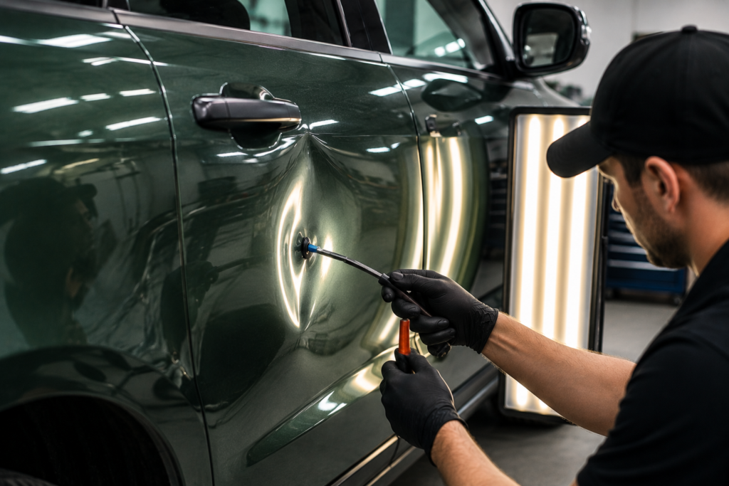 dent repair green vehicle